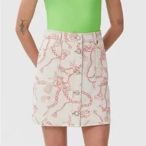 GANNI　Print Denim A-line Skirt GANNI Print Denim A-Line Skirt | endource